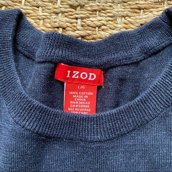 Izod men’s cotton sweater blue grey  large NWOT - Picture 2 of 2